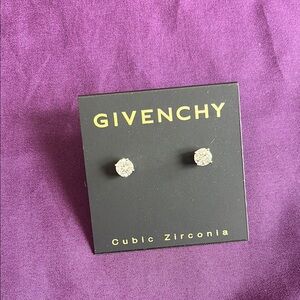 Givenchy Silver Stud Earrings with Cubic Zirconia